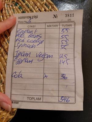 Bill in Oct 2022 at No 19 Dining in Istanbul