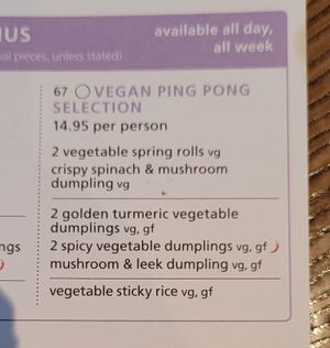 Veganes Menü at Ping Pong Dim Sum in East London