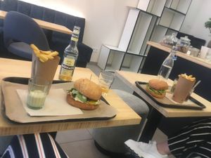 Burgers and fries at Eat Like Panda in Paris