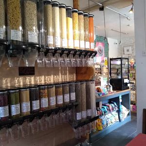 Refill area at Nature's Treats in Porthtowan
