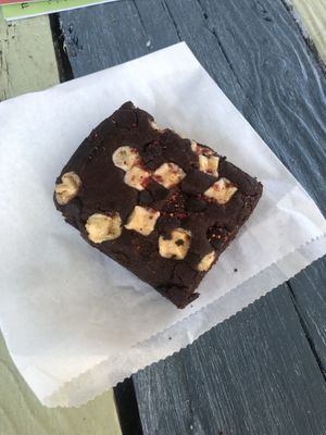 Strawberry and marshmallow brownie at Nature's Treats in Porthtowan