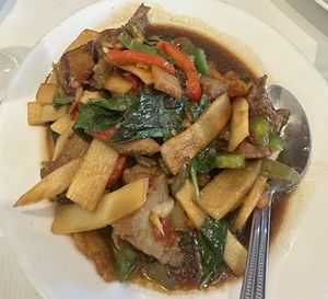 Sautéed mock duck   at Sri Pra Phai in Woodside