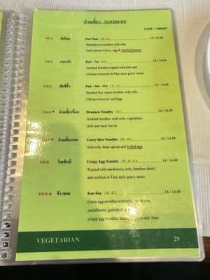 Vegetarian menu, Jan 2026, page 3  at Sri Pra Phai in Woodside