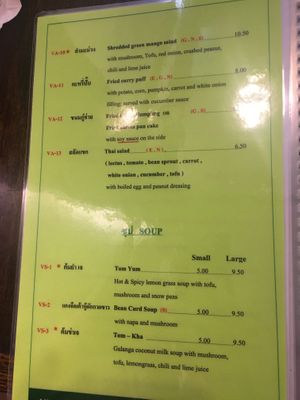 More veg menu  at Sri Pra Phai in Woodside