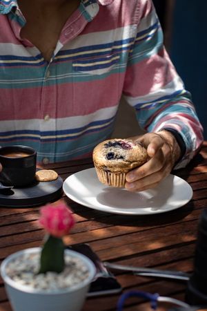 Blueberry muffin with espresso 🥰 at Human Bean in Canggu