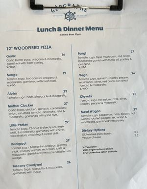 Menu  at Geographe in Coles Bay