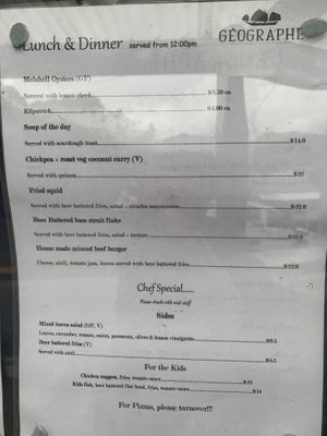 Lunch and dinner  at Geographe in Coles Bay