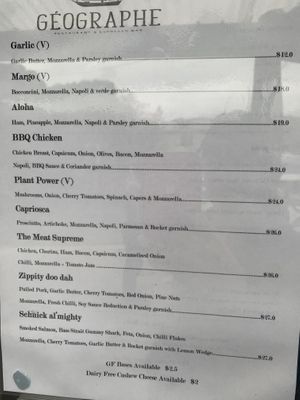 Cashew cheese available for pizza at Geographe in Coles Bay