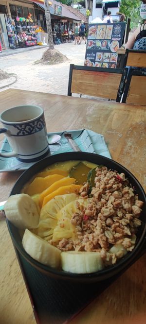 Yellow smoothie bowl at Choop Coffee Break in Ao Nang
