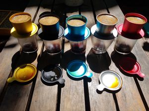 Vietnamese drip coffee - Phin 
invented by the end of 19th century when coffee just arrived in Vietnam, Phin quickly became the most popular way to make coffee for Vietnam.  at Phin Coffee in Quang Nam