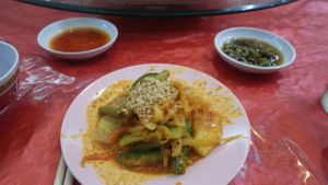 Pickled vegetables and side dips at Zen Fut Sai Kai Vegetarian in Central Singapore