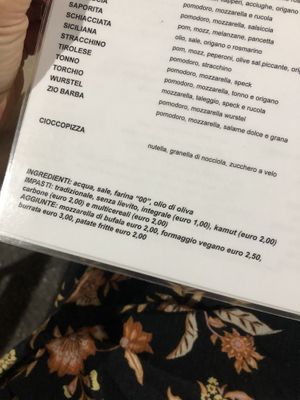 Menu details (vegan cheese +2,50€)  at Il Torchio in Genoa