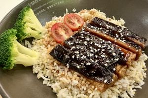Vegan unagi with brown rice 😋  at BMS Organics - Southkey in Johor Bahru