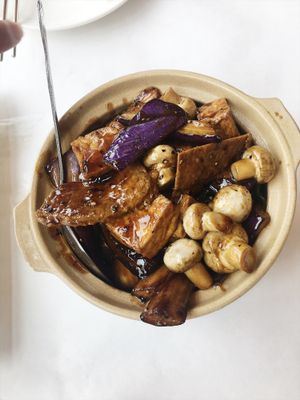 Tofu & eggplant with bean sauce  at Happy Family III in Monterey Park