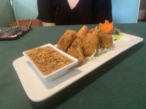 Fried tofu with sweet and sour peanut sauce  at Jutamas in Hattiesburg