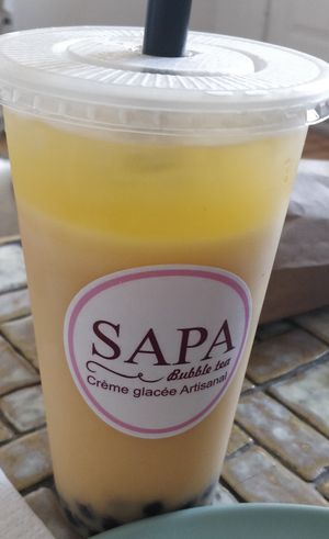 Passion fruit bubble tea (a bit separated) at Sapa in Montreal