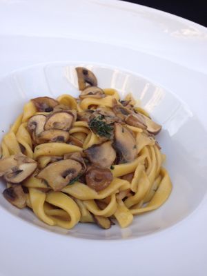 Pasta with mushrooms and saffron  at Cavo Bistrot in Cagliari