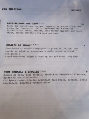 Entrees at Cavo Bistrot in Cagliari