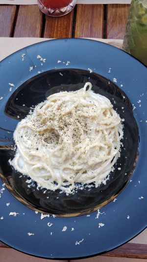 Pasta with cashew sauce at Cavo Bistrot in Cagliari