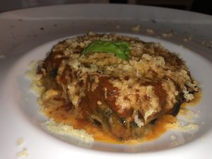 Parmigiana di melanzane vegan at Cavo Bistrot in Cagliari