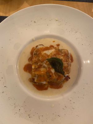 Lasagne revisitées en vegan at Cavo Bistrot in Cagliari