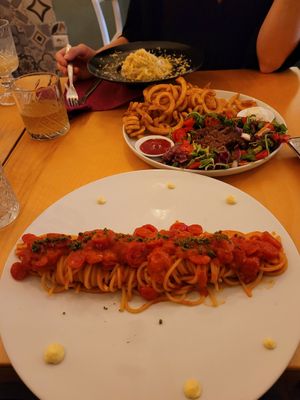 The burger was individually made for our son (without bun and toppings) at Cavo Bistrot in Cagliari