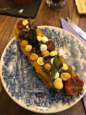 Bruschetta (2 slices / 16€)  at Cavo Bistrot in Cagliari