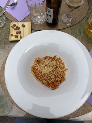 sardinian pasta with beyond sausage ragu  at Cavo Bistrot in Cagliari