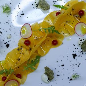 Pumpkin carpaccio *gluten free at Cavo Bistrot in Cagliari