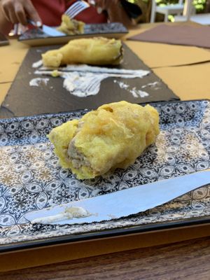 Crispy fried stuffed zucchini with cashews  at Cavo Bistrot in Cagliari