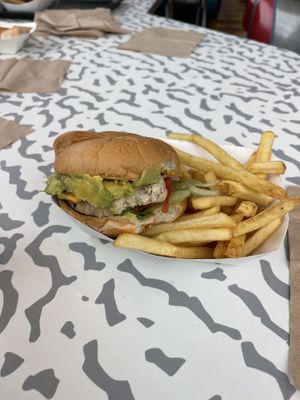 gardein chicken sandwich  at Universal Studios - Mel's Drive-In in Orlando