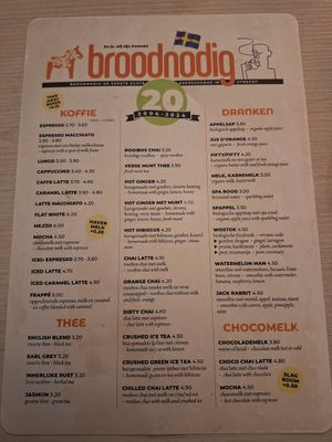 Menu jan 2025 at Broodnodig in Utrecht