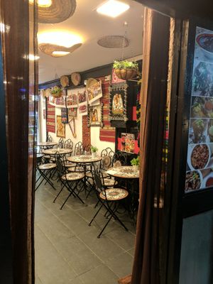 Seating area - with Ethiopian decor  at Injera in Herzliya