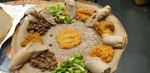 Two persons vegan beinto meal at Injera in Herzliya