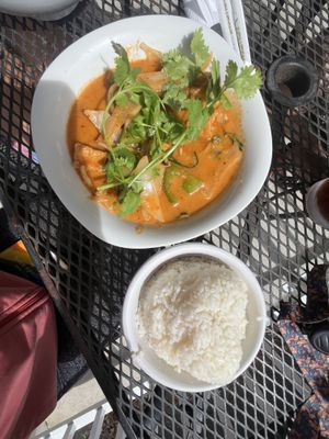 Red curry tofu and ricee  at Taste in Gainesville