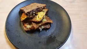 Seitan Reuban sandwich at Origin in Petone