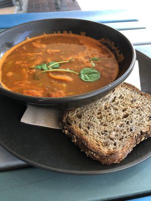 Chickpea lentil soup at Origin in Petone