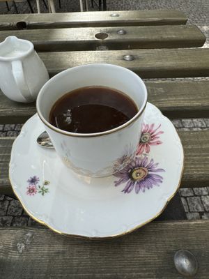 Americano and hot oat milk   at Zanzibar in Prague