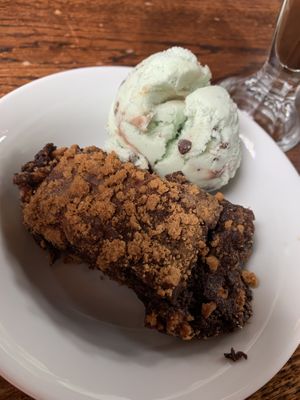 Biscoff Brownie and mint chocolate chip ice cream at Cosmic Kitchen in Plymouth