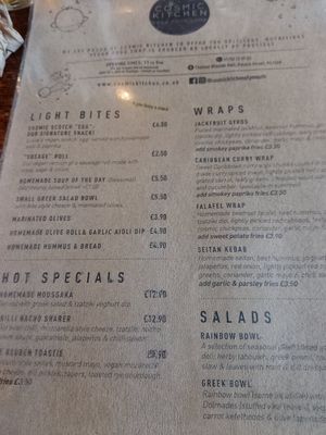 Menu at Cosmic Kitchen in Plymouth