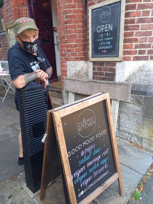 Outside at Cosmic Kitchen in Plymouth