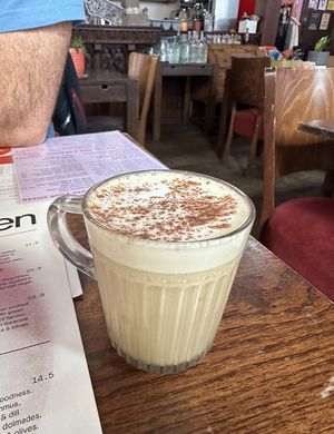 Vegan chai latte😍  at Cosmic Kitchen in Plymouth