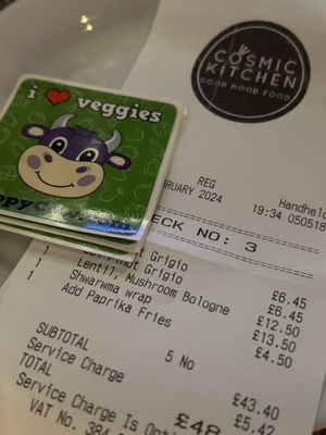 Happy cow   at Cosmic Kitchen in Plymouth