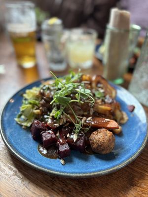 The amazing roast  at Cosmic Kitchen in Plymouth