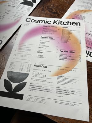 Menu  at Cosmic Kitchen in Plymouth