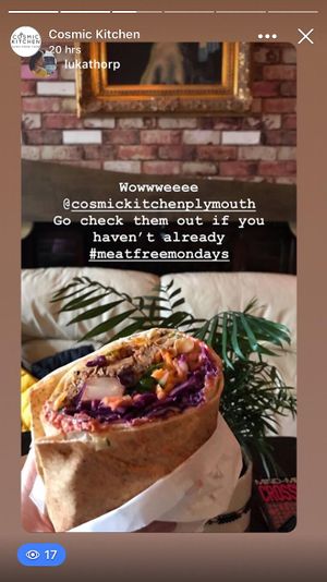 Thanks Luka! 😁 Hope you enjoyed the Jackfruit Wrap! at Cosmic Kitchen in Plymouth