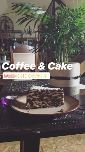 Chocolate, coconut & walnut cake! at Cosmic Kitchen in Plymouth