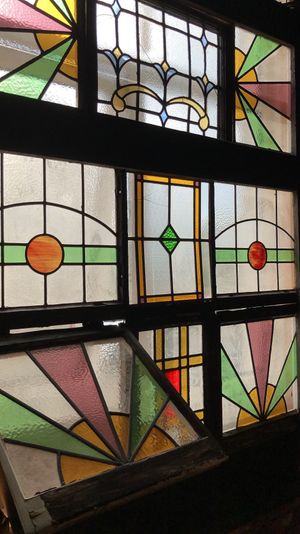 Stain glass window at Cosmic Kitchen in Plymouth