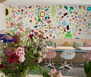 The lovely colorful wall. at Klein Geluk Ontbijt in Heemskerk