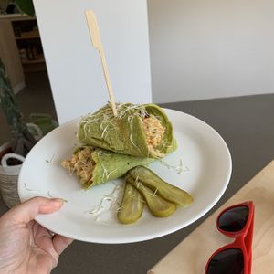Spinach wrap with “better than tuna” salad at Klein Geluk Ontbijt in Heemskerk